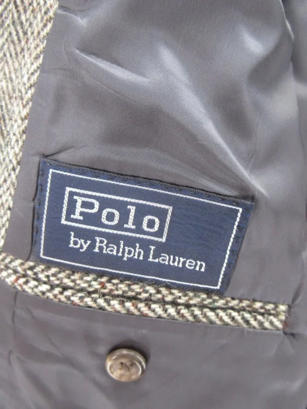 VINTAGE Polo Ralph Lauren Sport Coat 46 L Blazer Tweed Herringbone USA